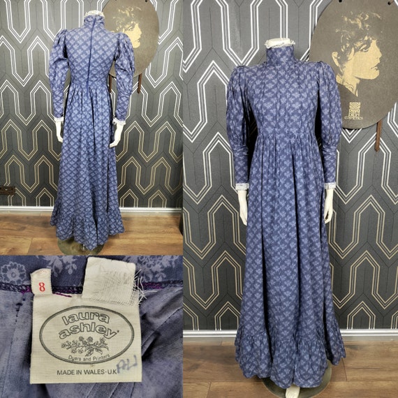 Original Early 1970's Laura Ashley Floral Print Prairie Dress - Good Condition - Only 125 Pounds!