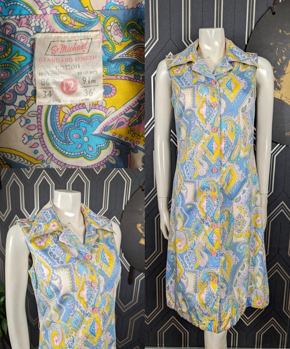 Original 1960's St Michael's Pastel Print Cotton Shift Dress - Good Condition - Only 45 Pounds!