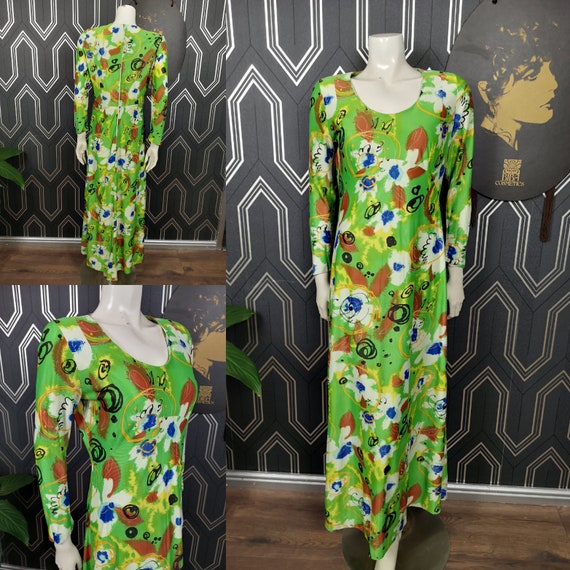 Original 1970's Leisure Lady Green Abstract Print Maxi - Etsy UK