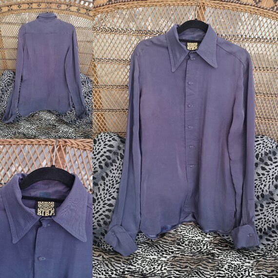 Original Rare 1969 Biba Mens Grey Tonic Satin Shirt - Good Condition - Only 275 Pounds!
