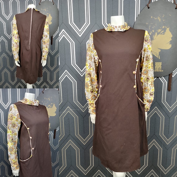 Original 1960's Flower Power Floral Shift Dress - Good Condition - Only 45 Pounds!