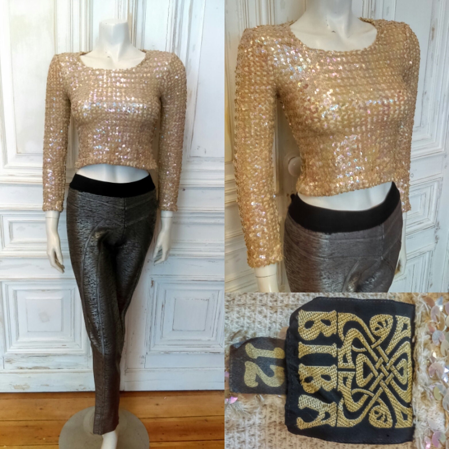 Original 1970/71 Biba Champagne Sequin Crop Top Good Condition Only