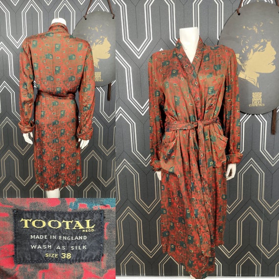 Original 1950's Abstract Print Tootal Dressing Gown Robe - Good Condition - Only 35 Pounds!