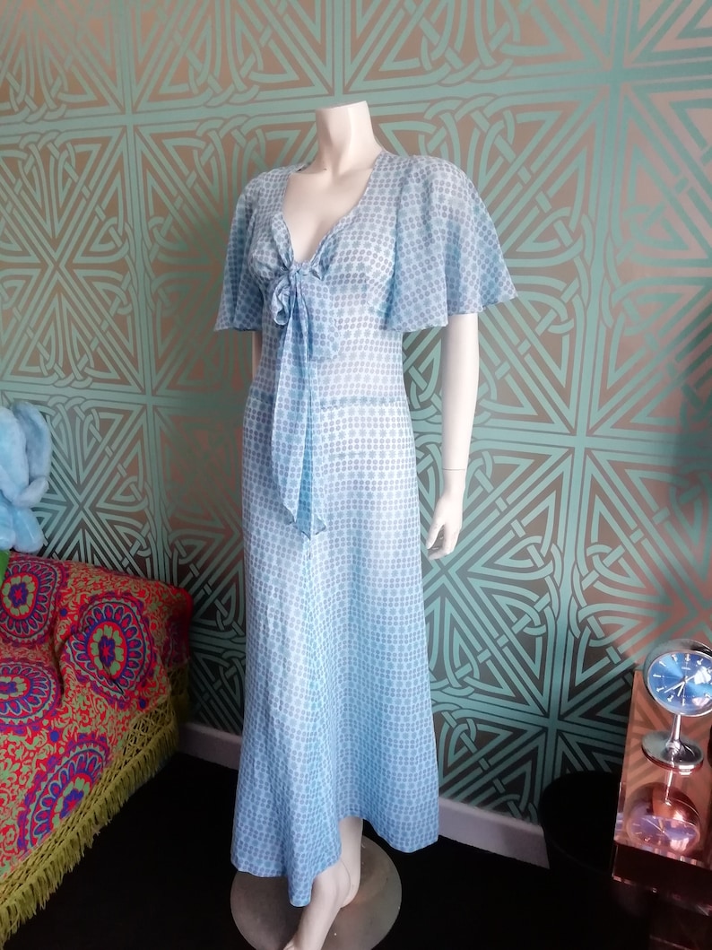 Original 1970 Biba Blue Floral Cotton Dress Good Condition Etsy