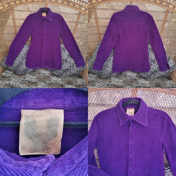 Original Rare 1973 Biba Mens Purple Corduroy Shirt - Great Condition - Only 275 Pounds!