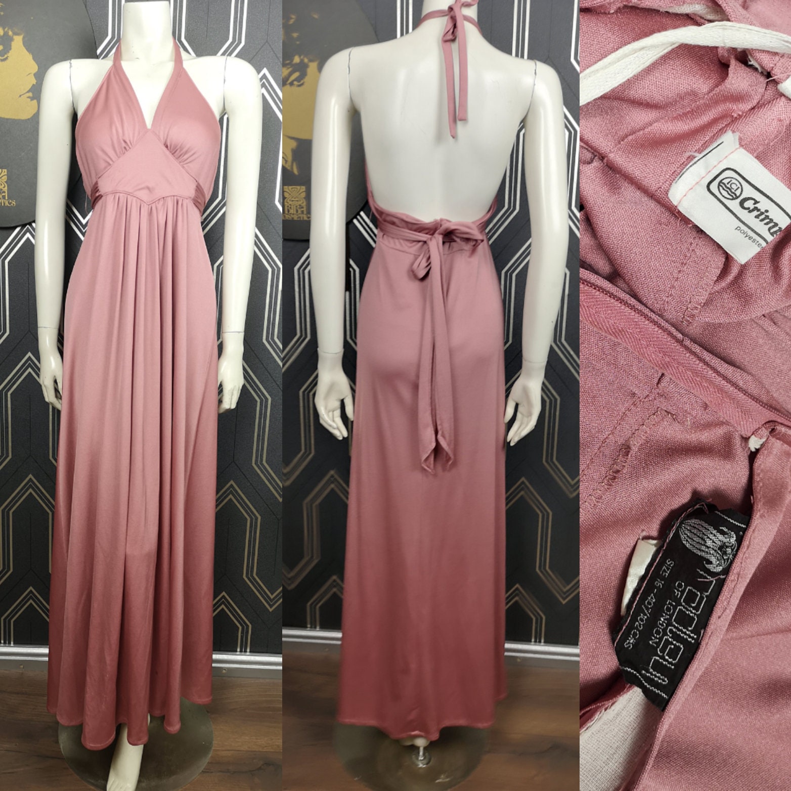 Original 1970's Pastel Lilac / Pink Maxi Dress By Radley Good