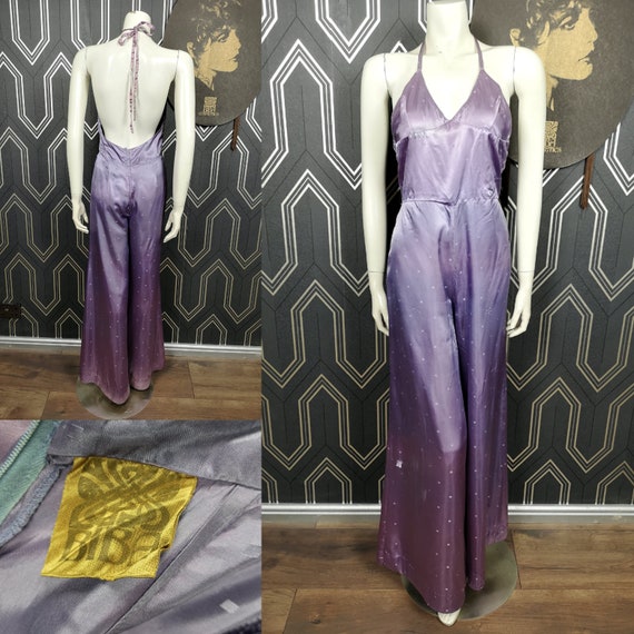 Original 1975 Biba Extra Wide Leg Halter Neck Jumpsuit - Fair Condition - Only 245 Pounds!