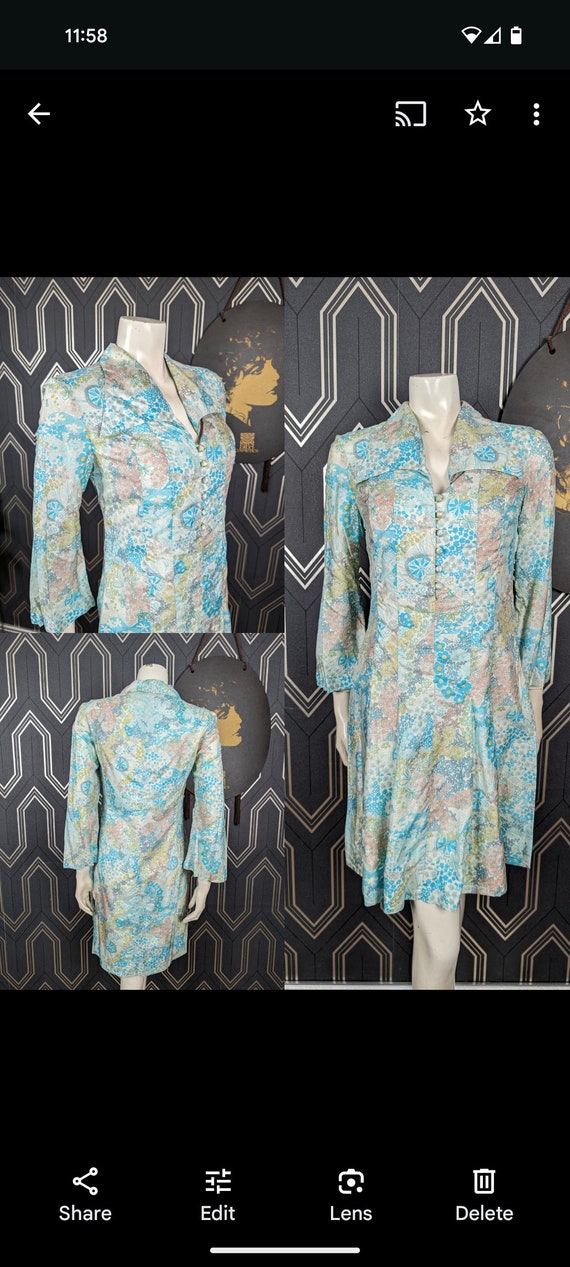 Original 1960's Hans Hermann Silk Floral Midi Dress - Fair Condition - Only 45 Pounds!