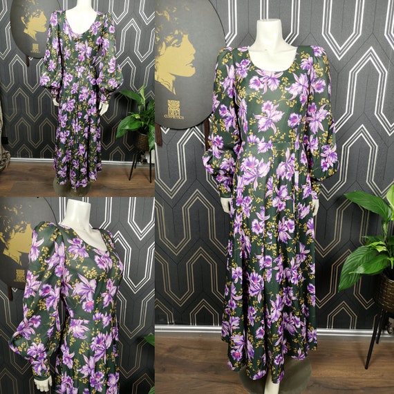 Original 1970's Purple Orchid Print Biba Style Maxi dress - Great Condition - Only 65 Pounds!