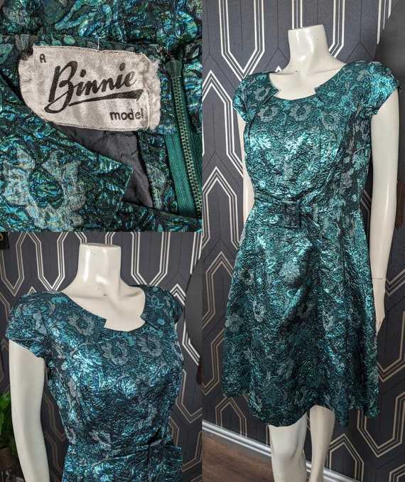 Original 1960's Metallic Blue Binnie Dress - Good Condition - Only 45 Pounds!