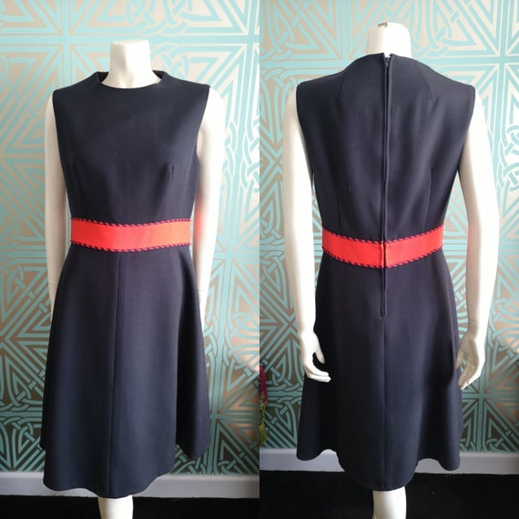 SALE - Original 1960's Dark Navy & Red Scooter Dress - Good Condition - WAS 65 NOW 45 Pounds!