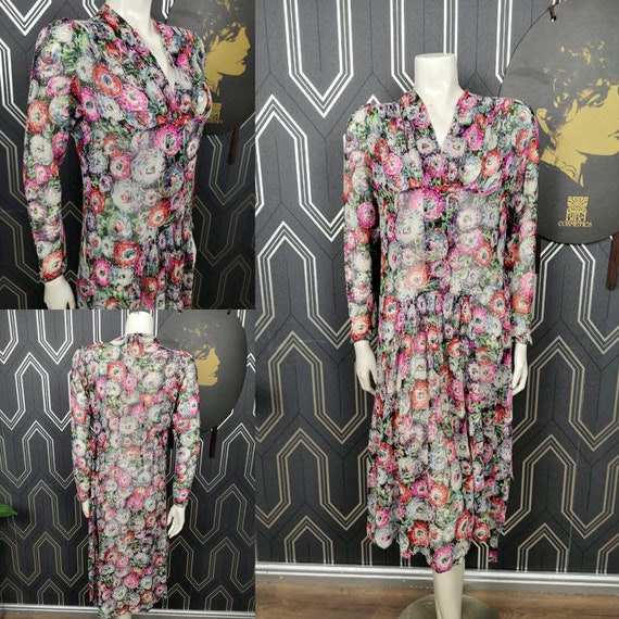Original 1920's Floral Cotton Gauze Tea Dress - Good Condition - Only 125 Pounds!