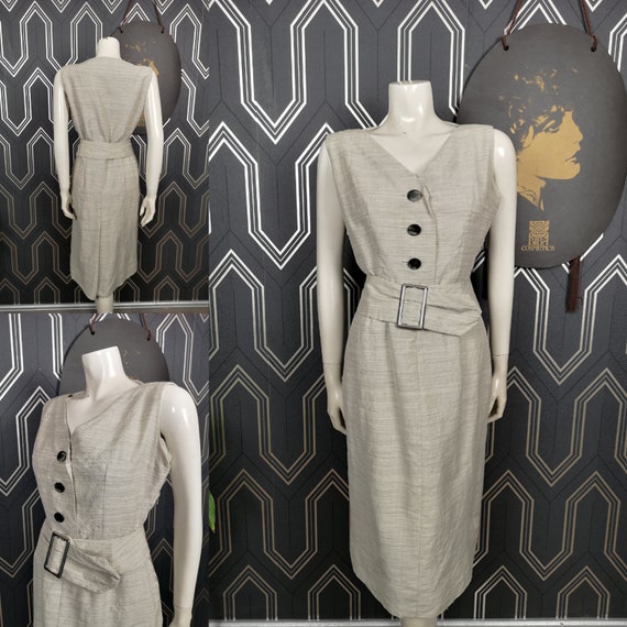 Original 1950's Raw Cotton Wiggle Dress - Good Condition - Only 45 Pounds!