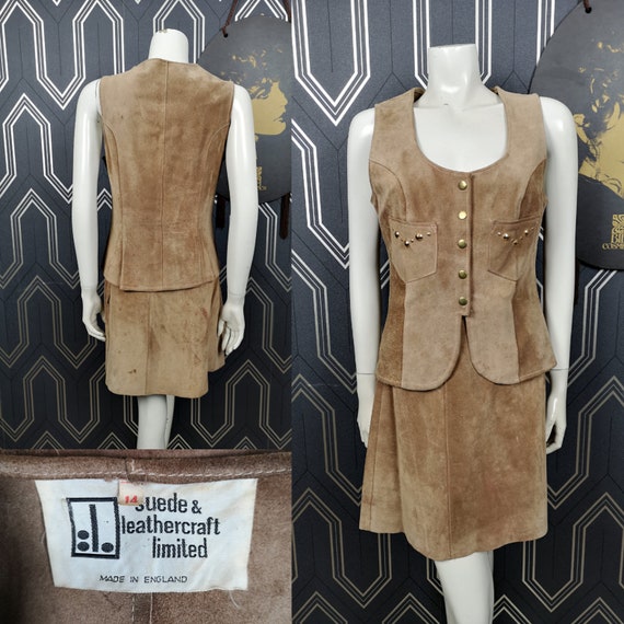 Original 1960's Suede Mini Skirt & Top Set - Fair Condition - Only 45 Pounds!