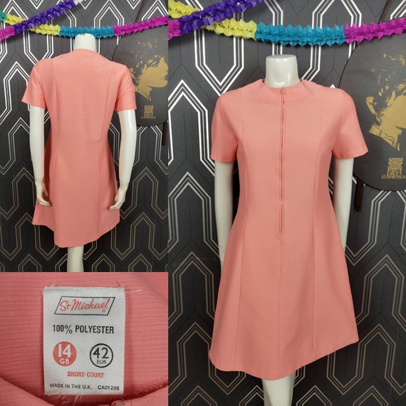 Original 1960's Salmon Pink Mini Scooter Dress - Good Condition - Only 35 Pounds!