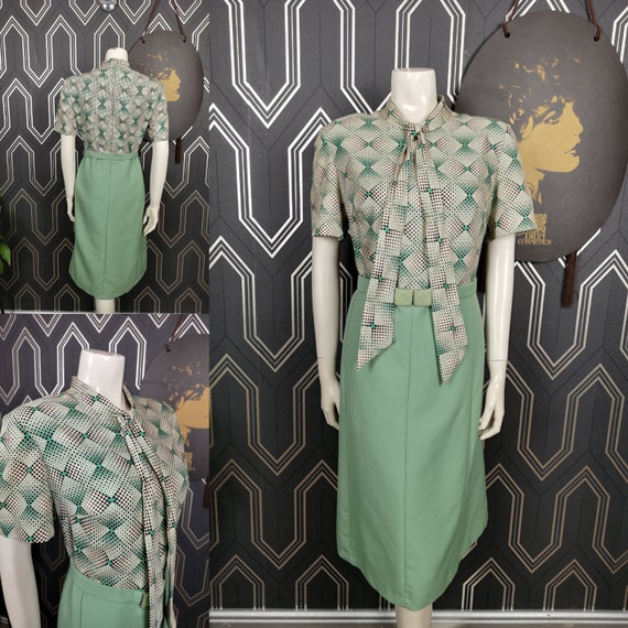 Original 1960's Hucke Satin & Poly Mint Green Plus Sized Scooter Dress - Good Condition - Only 45 Pounds!