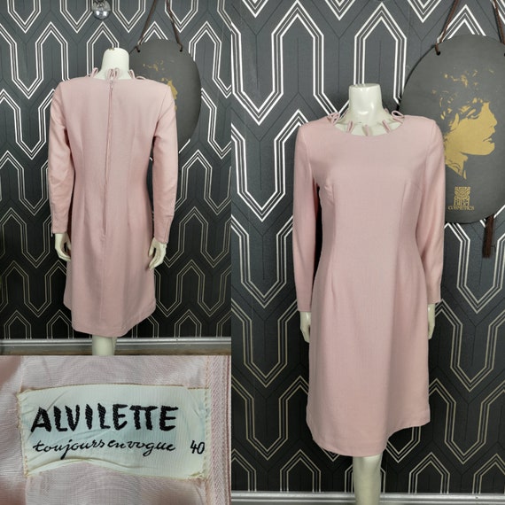 Original 1950's French Couture Alvilette Baby Pink Wiggle Dress - Good Condition - Only 85 Pounds!