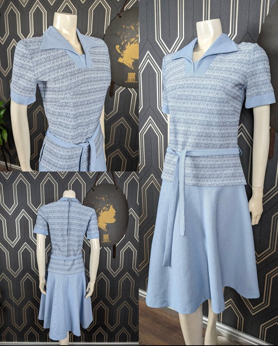 Original 1960's Blue Floral Scooter Midi Dress - Good Condition - Only 35 Pounds!