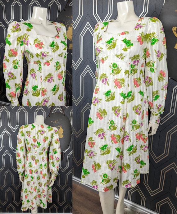Original 1970's Floral Cotton Summer Dress - Good Condition - Only 35 Pounds!
