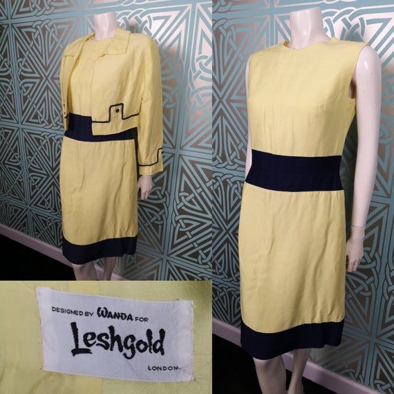 SALE** Original 1960's Leshgold Dress & Jacket Linen Set - Good Condition - WAS 95 Now 45 Pounds!