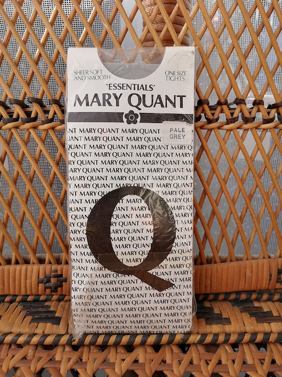 Deadstock Original 1980's Mary Quant Pale Grey Sheer Design Tights - Mint Unused Condition - Only 8 pounds!