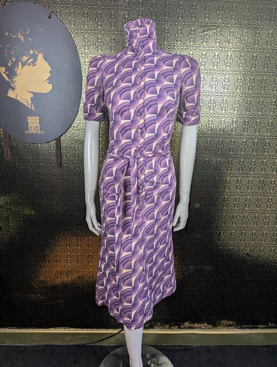 Original 1969 Biba Purple Cream Deco Design Dress - Good Condition - Only 175 Pounds!