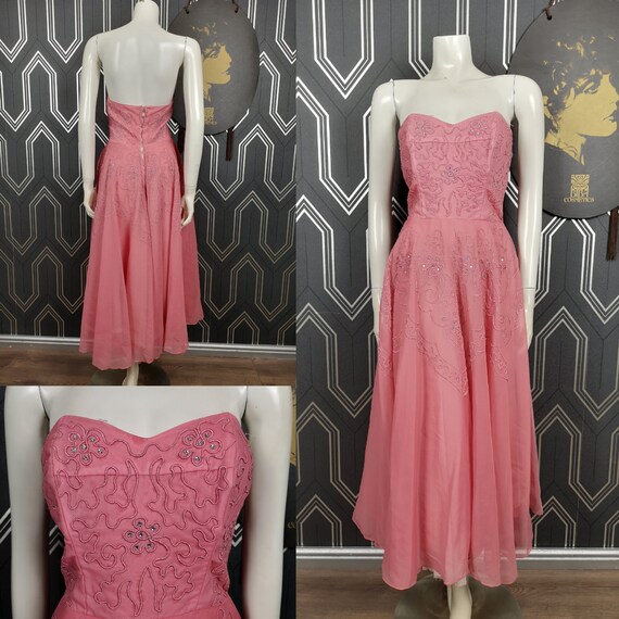 Original 1950's Salmon Pink Strapless Party Dress - Good Condition - Only 35 Pounds!