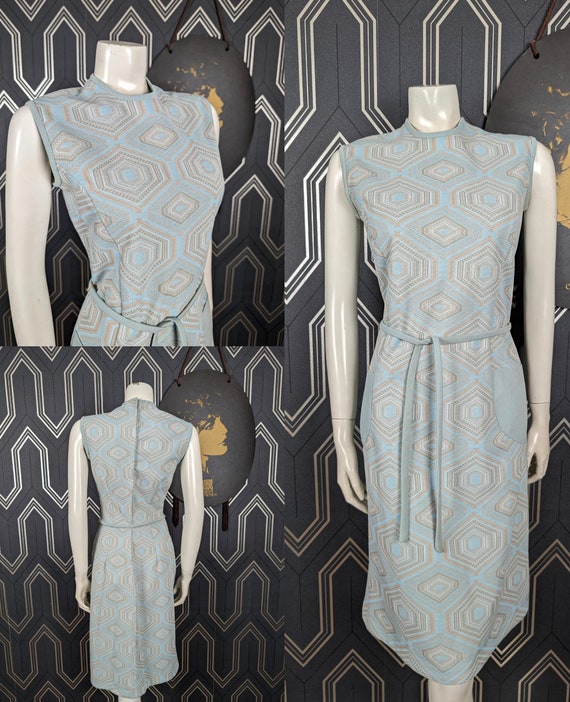 Original 1960's Geometric Print Shift Dress - Good Condition - Only 35 Pounds!