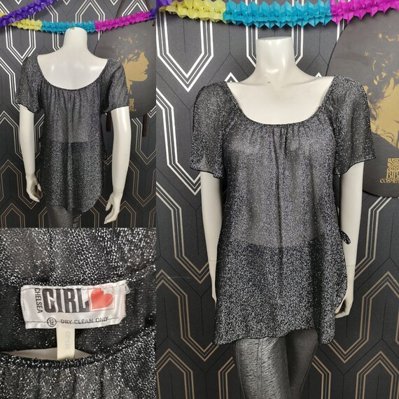 Original 1960's Silver Lurex Fluted Sleeve Chelsea Girl Top - Good Condition - Only 55 Pounds!