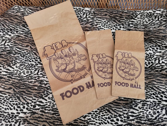 Original 1972-4 Big Biba Foodhall Brown Paper Bags - Good Condition - Only 75 Pounds!