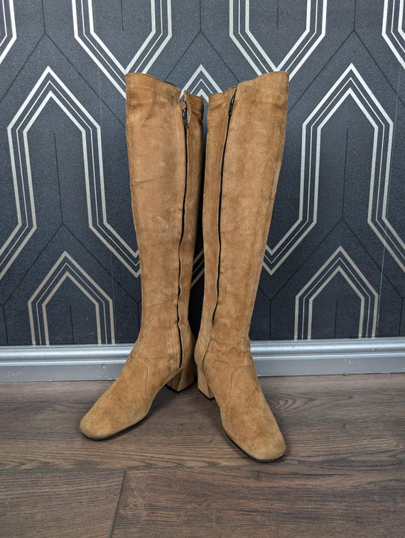 Original 1967 Biba Iconic Brown Suede Leather Knee Length Boots Good Condition Only 345 Pounds Etsy UK