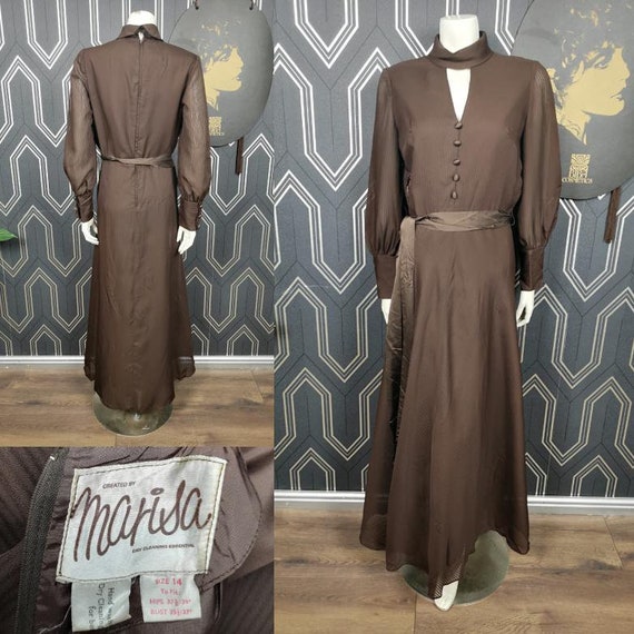 Original 1970's Marisa Chocolate Brown Maxi Dress - Good Condition - Only 35 Pounds!