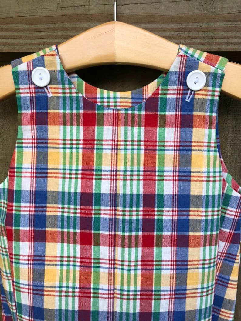 Baby Boy/'s Bubble Romper Bright Plaid ready to ship size 18 month