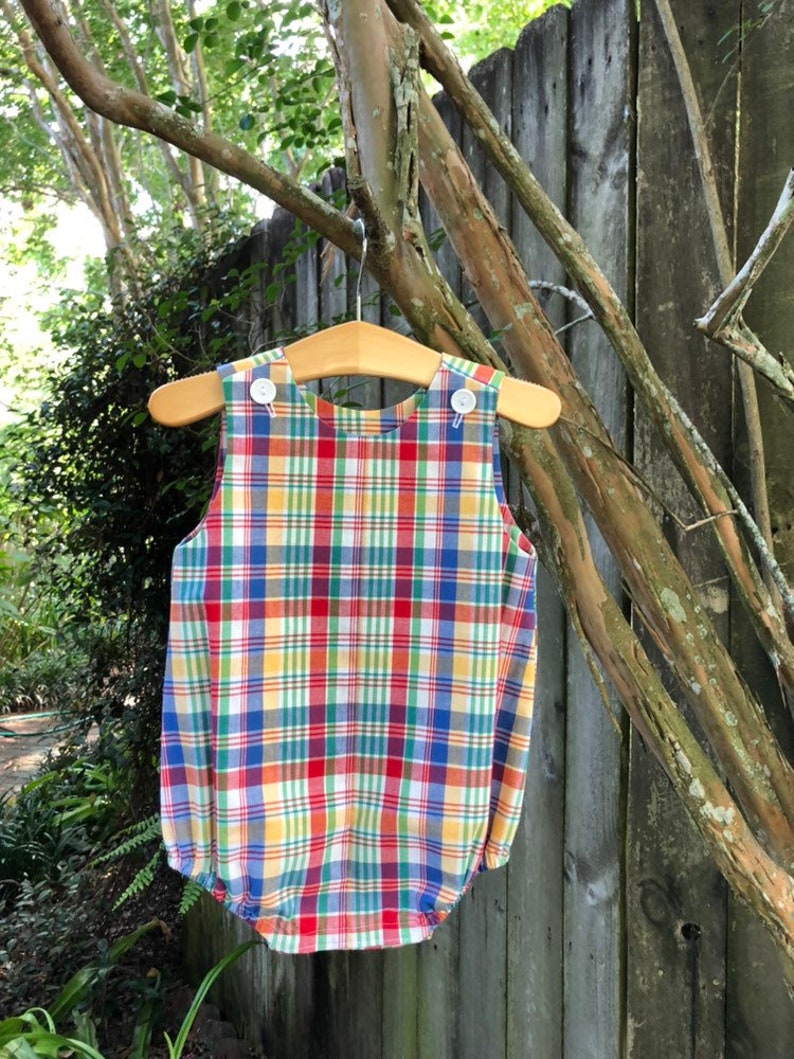 Baby Boy/'s Bubble Romper Bright Plaid ready to ship size 18 month
