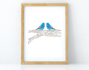 Somewhere Over the Rainbow Bluebirds Fly Print/Poster, 2 Bluebirds, Unframed