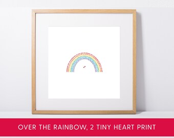 2 Heart Over the Rainbow Print