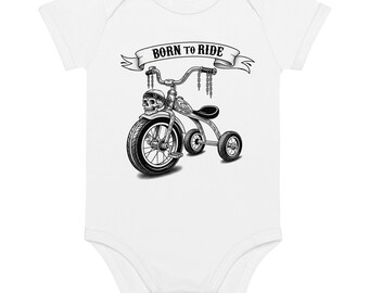 Born to Ride Baby Onesie, Organic cotton baby bodysuit, Biker