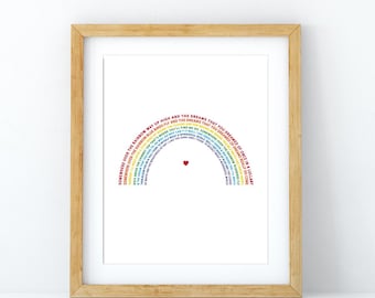 Over the Rainbow Song Lyric Art Print, 16 x 20" Rainbow Baby