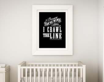 Johnny Cash Baby Room Art: "I Crawl the Line" Lyrics Print