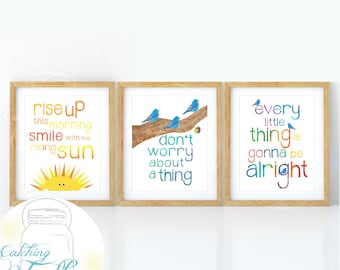 Three Little Birds Art Print Set: Marley Inspired, Unframed (8x10)
