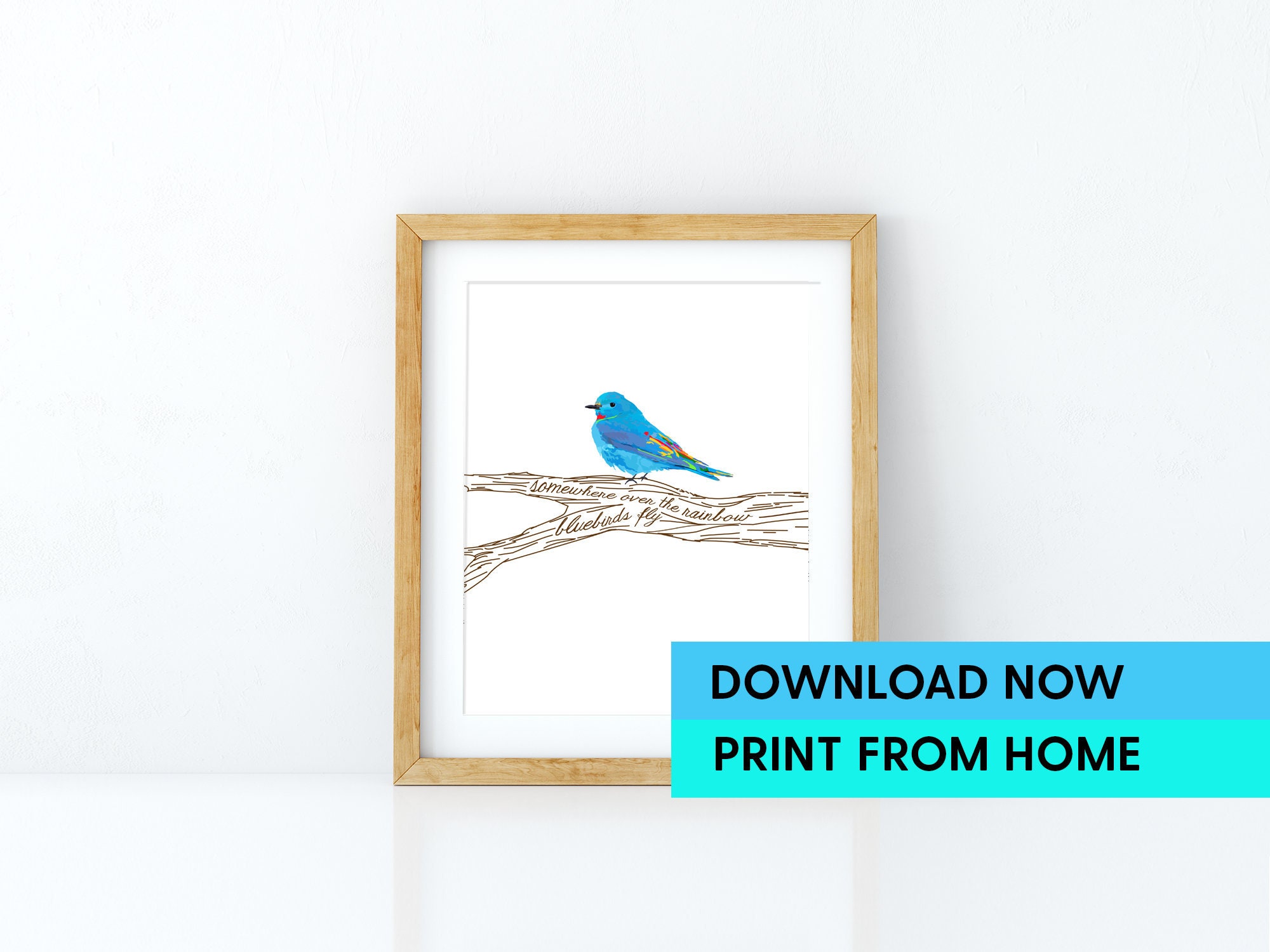 Somewhere Over The Rainbow Wall Art Bluebirds Fly 8 X Etsy
