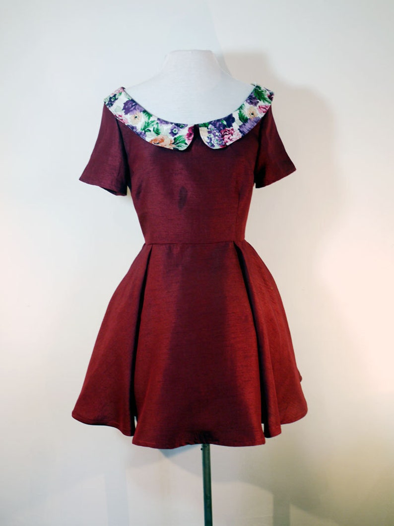 burgundy 1950s dress