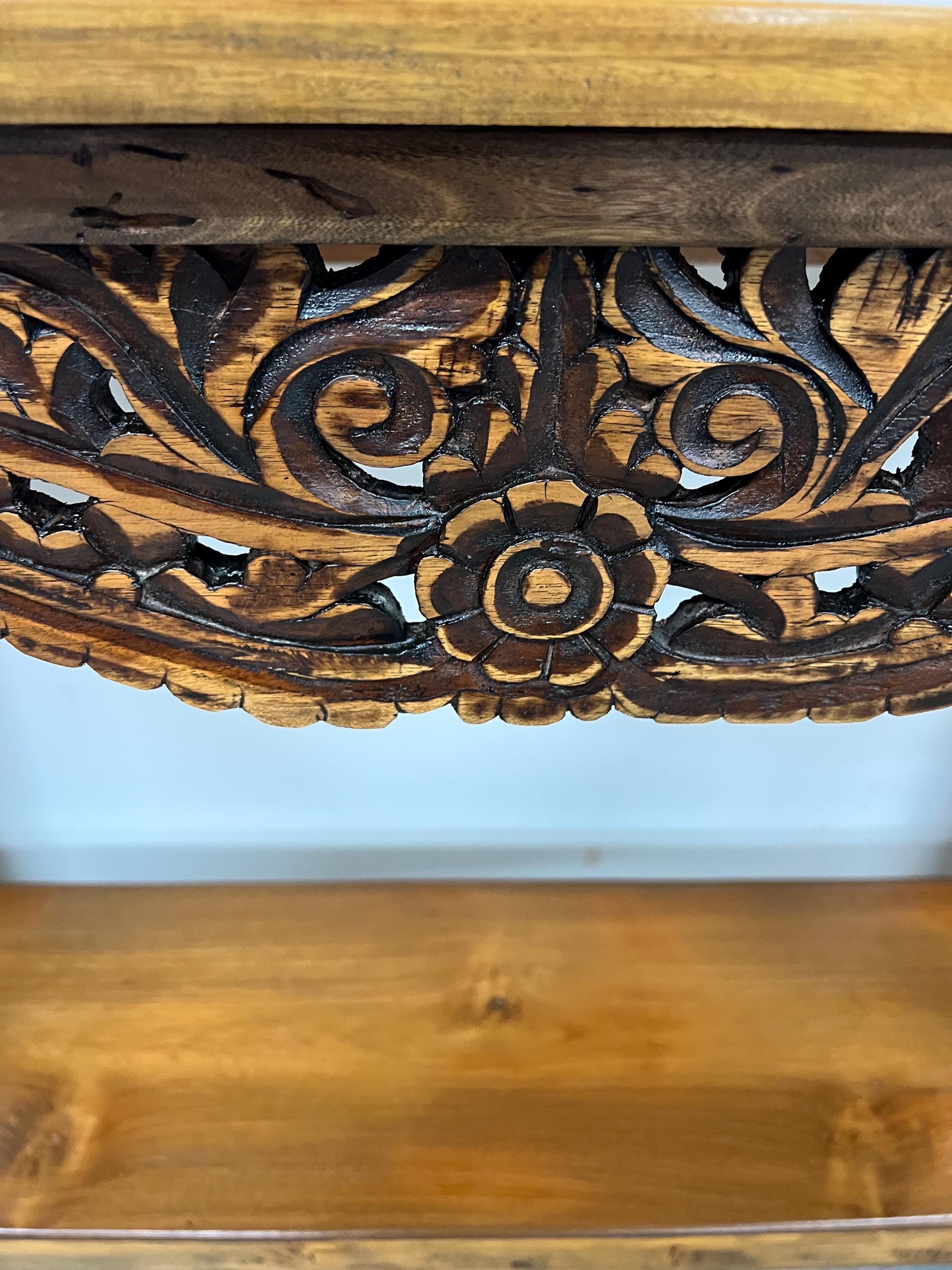 Hand Crafted Reclaimed Wood Carved Console Table Vintage Architectural ...