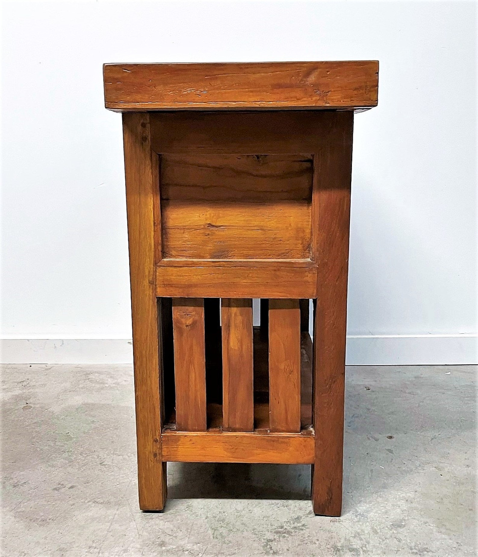 Reclaimed Teak Carved Indonesian Side Table with Drawer Etsy