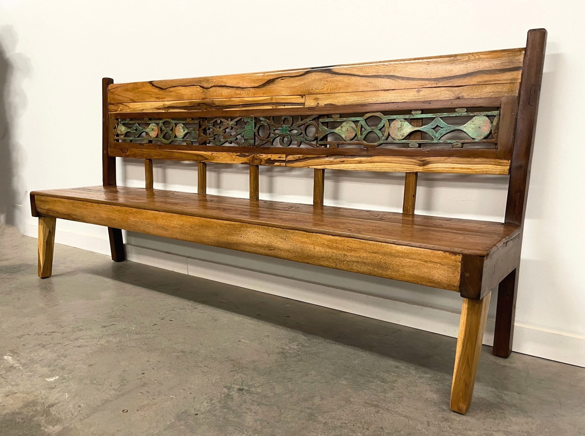 80 Narrow Armless Carved Wood Bench - Etsy