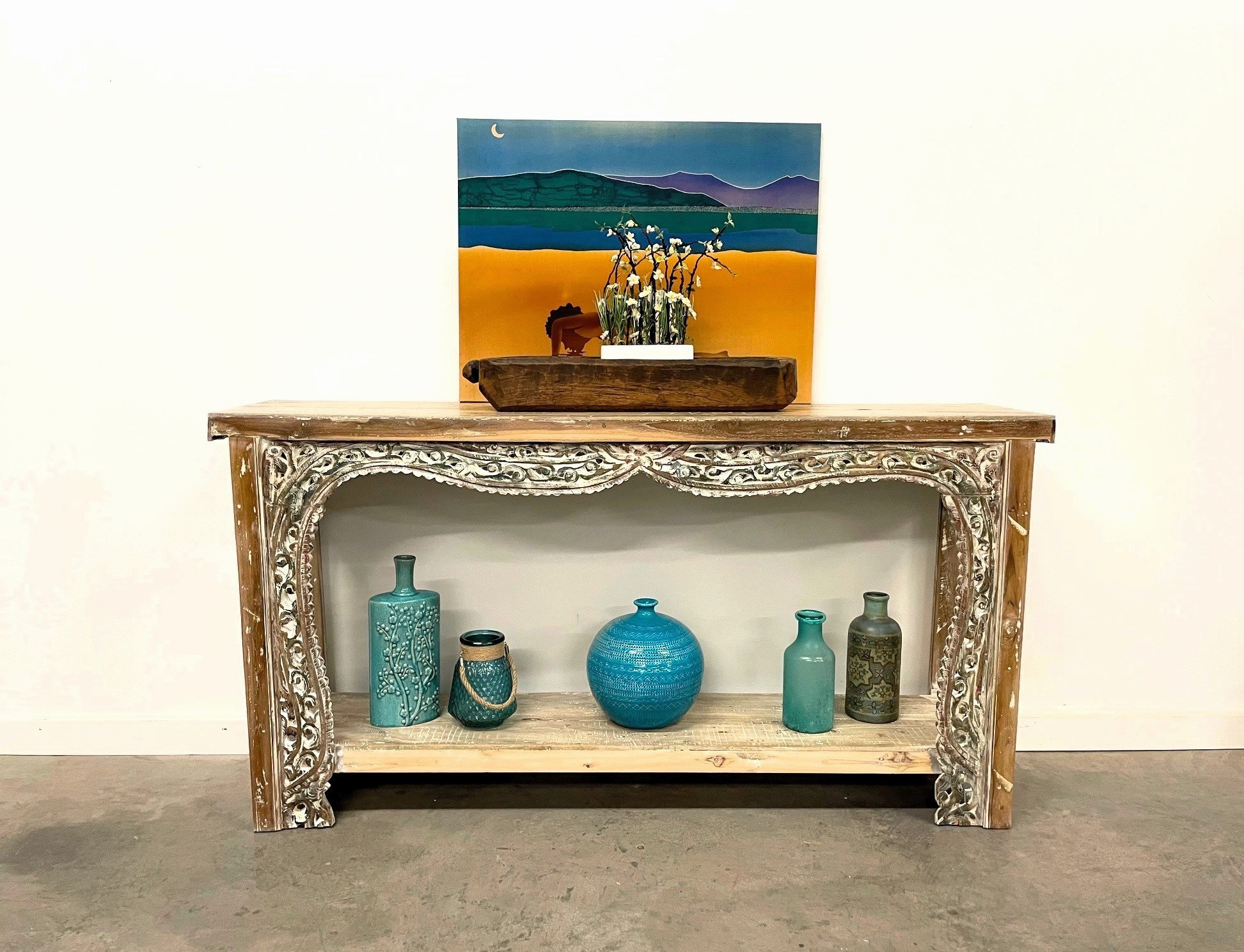 Painted Indian Reclaimed Wood Console Table Painted Indian Reclaimed Wood Console Table