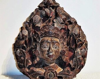 Old Carved Dewi Sri Three Dimensional Panel from Bali