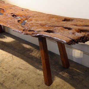 Vintage Teak Bench Organic Character Smooth Finish Unique Rare