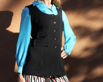 1970s Vintage Black Double-Knit Vest