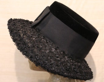 Vintage 80\'s Liz Claiborne Hat Wool Made In Usa with Black Netting and Bow Vintage 80 main image 2